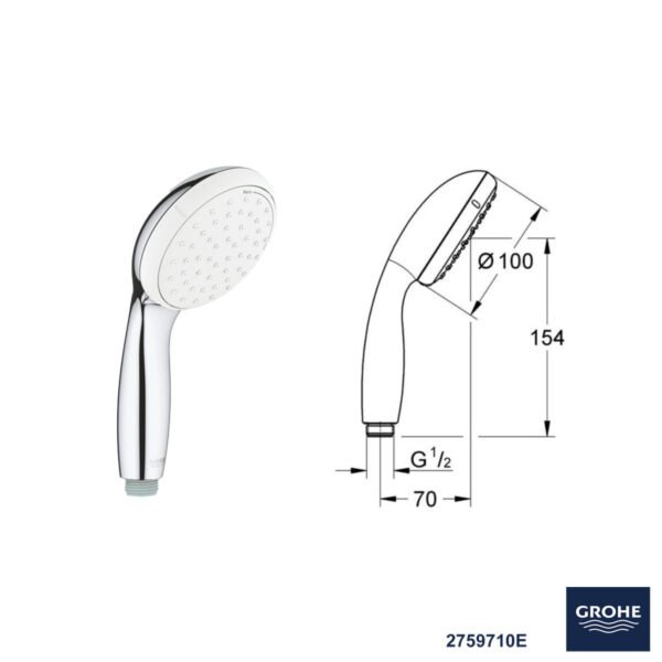 GROHE EUROSMART ANKASTRE BANYO BATARYA SETİ KROM - Görsel 4