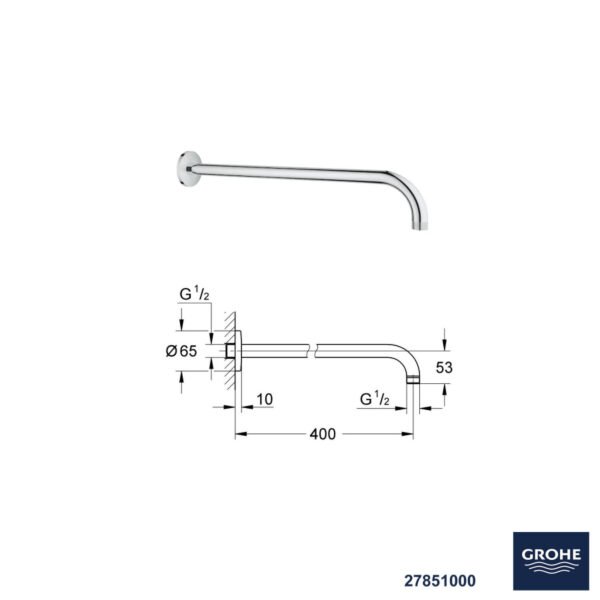 GROHE EUROSMART ANKASTRE BANYO BATARYA SETİ KROM - Görsel 7