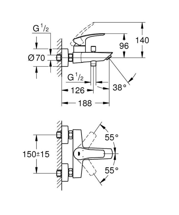 GROHE EUROSMART BANYO BATARYASI - KROM - 33300002 - Görsel 4