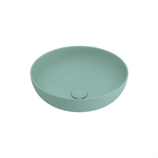 TEZGAH ÜSTÜ YUVARLAK VESSEL 38cm. SIĞ LAVABO - MAT MİNT YEŞİLİ