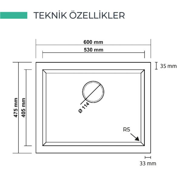 RealStone K002 Didyma Granit Mutfak Eviyesi 60 cm - Görsel 8